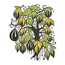 family tree intertwined rain drops dripping tattoo design idea