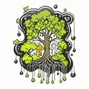family tree intertwined rain drops dripping tattoo design idea