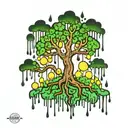 family tree intertwined rain drops dripping tattoo design idea
