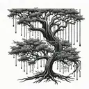 family tree intertwined rain drops dripping name Roan tattoo design idea