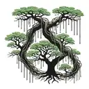 family tree intertwined rain drops dripping name Roan tattoo design idea
