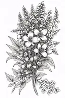 wildflower bouquet with lupine and forget-me-not flowers tattoo design idea