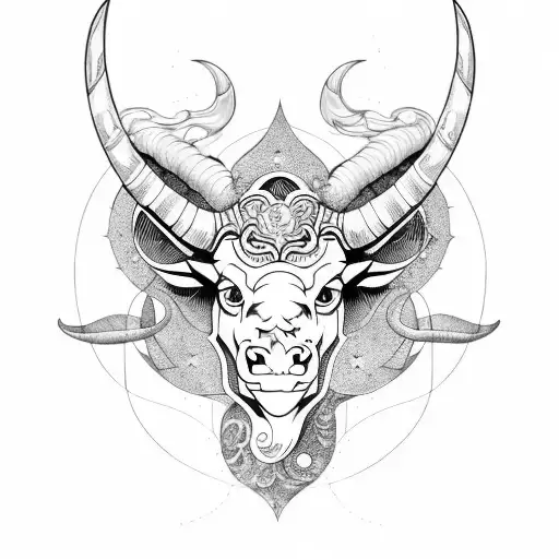 tauro y la luna tattoo design idea