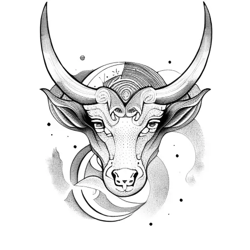 tauro y la luna tattoo design idea