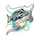 fish with hook in mouth  tattoo design idea