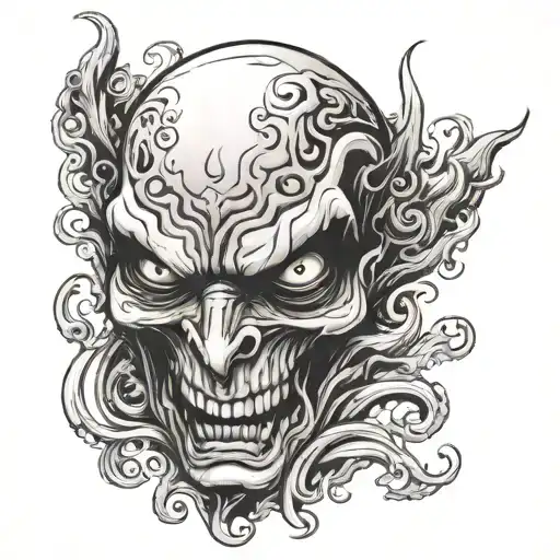 hand tatoo scary face tattoo design idea