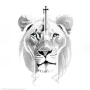 the outline of Libera with its national animal the lion and the Christian cross with the verses Romans 10:17 tattoo design idea