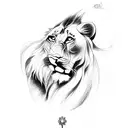 the outline of Libera with its national animal the lion and jes tattoo design idea