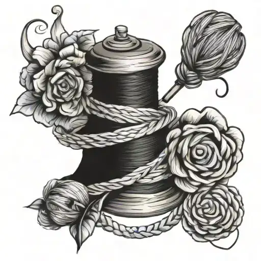 knitting, crochet, and quilting tattoo design idea