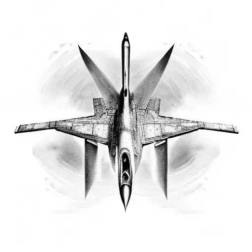 A surreal composition of a cooking pot transforming into a fighter jet mid-flight tattoo design idea