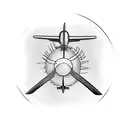 A classic airplane propeller merged with a whisk, representing the client's dual interests in aircraft and cooking tattoo design idea