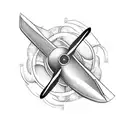 A classic airplane propeller merged with a whisk, representing the client's dual interests in aircraft and cooking tattoo design idea