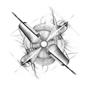 A classic airplane propeller merged with a whisk, representing the client's dual interests in aircraft and cooking tattoo design idea