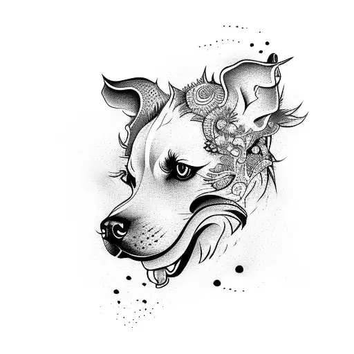 fu dog calf tattoo design idea