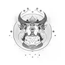 fu dog calf tattoo design idea