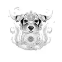 fu dog calf tattoo design idea