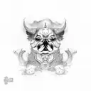 fu dog calf tattoo design idea