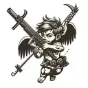 cupid with ak 47 rifle tattoo design idea