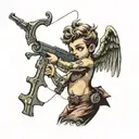 cupid with ak 47 rifle tattoo design idea
