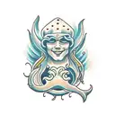 American traditional merman tattoo design idea