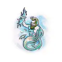 American traditional merman tattoo design idea