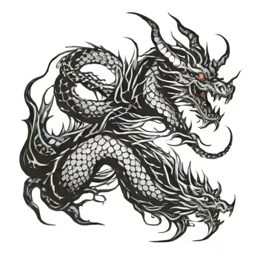 lengthening the dragon tattoo on the calf, moving to the front side tattoo design idea