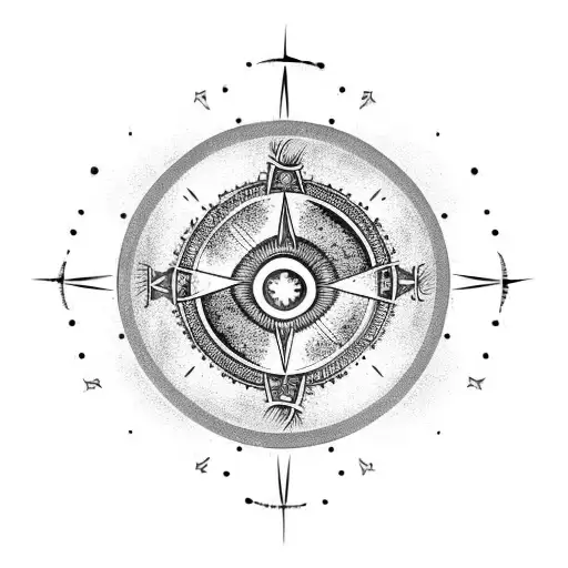 lunar eclips with viking compass tattoo design idea