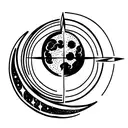 moon phase with viking compass and Unalome neck tattoo tattoo design idea