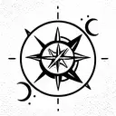 moon phase with viking compass and Unalome neck tattoo tattoo design idea