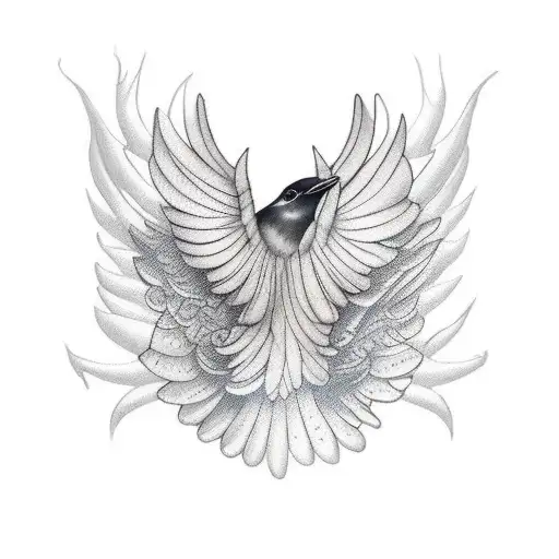 Black And White Wings Tattoo Sketch,heart Shape,bird Wings PNG Hd  Transparent Image And Clipart Image For Free Download - Lovepik | 380401834