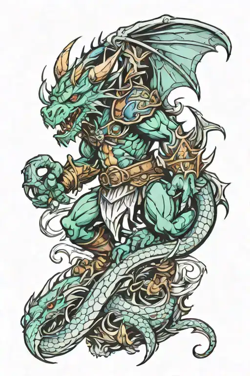 fantasy dragons, elves orcs tattoo design idea