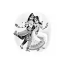 Krishna and Radha dancing in a traditional pose tattoo design idea