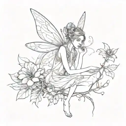 fairy with dragonfly tattoo design idea