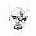A portrait of Kanye West made entirely of musical instruments tattoo design idea