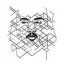 A portrait of Kanye West made entirely of musical instruments tattoo design idea