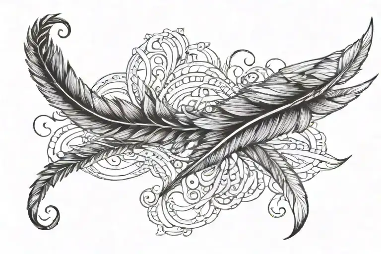 Sometimes I'll fall before I fly with a feather intertwined tattoo design idea