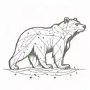 A bear silhouette filled with intricate rune patterns and surrounded by starbursts tattoo design idea