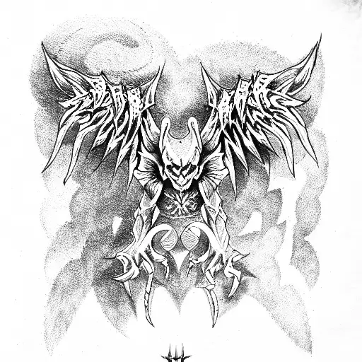 Demon Cross Wings tattoo design idea