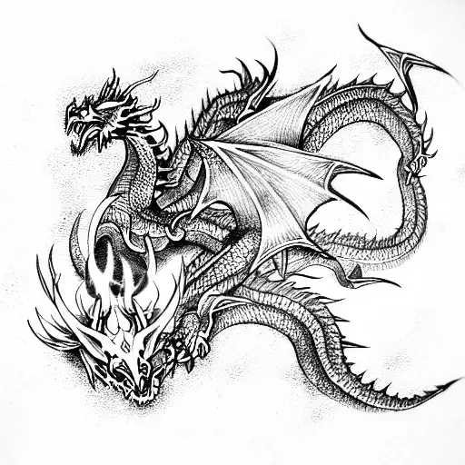 Demon Dragon Fire tattoo design idea