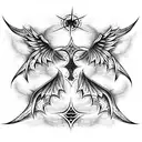 Demon Cross Wings tattoo design idea