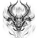 Demon Dragon Fire tattoo design idea