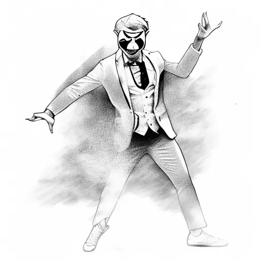 a guy dancing shifting into drama masks. Dancing and drama combined in one tattoo design idea