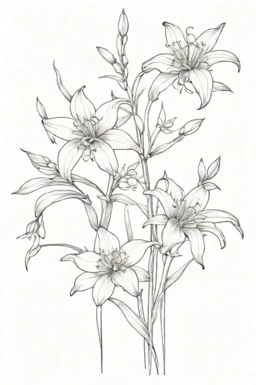 hyacinths and spider lilies intertwined tattoo design idea