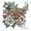 birth flower bouquet october may march and december tattoo design idea