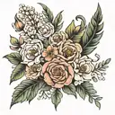birth flower bouquet october may march and december tattoo design idea