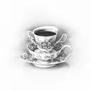 geranium in a teacup tattoo design idea