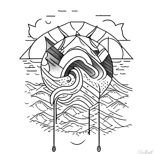 design a tattoo that represents nature including sea and mountain, writing or talent that is expressive, and fatherhood tattoo design idea