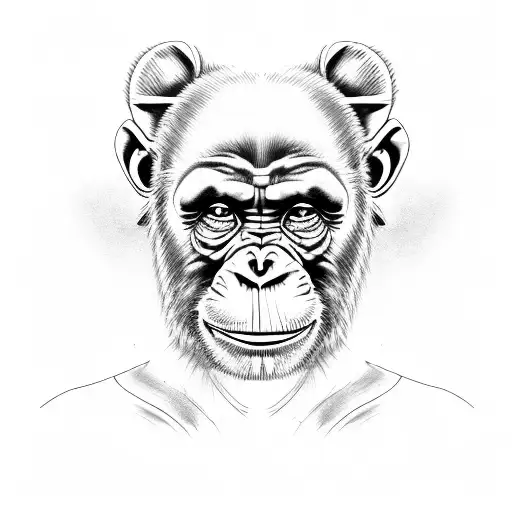 full body chimp tattoo design idea