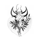 cow's skull where in it grows a olive tree tattoo design idea