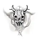cow's skull where in it grows a olive tree tattoo design idea